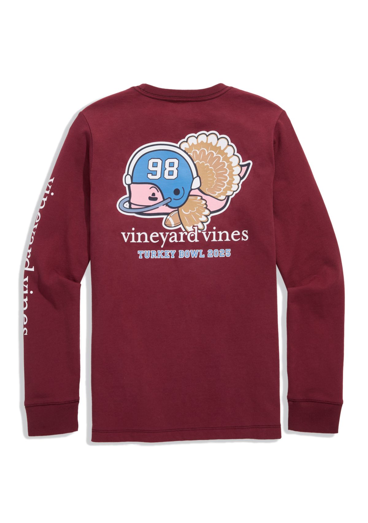 Boys 8-20 Long Slevee Cotton Turkey Football Graphic. T-Shirt