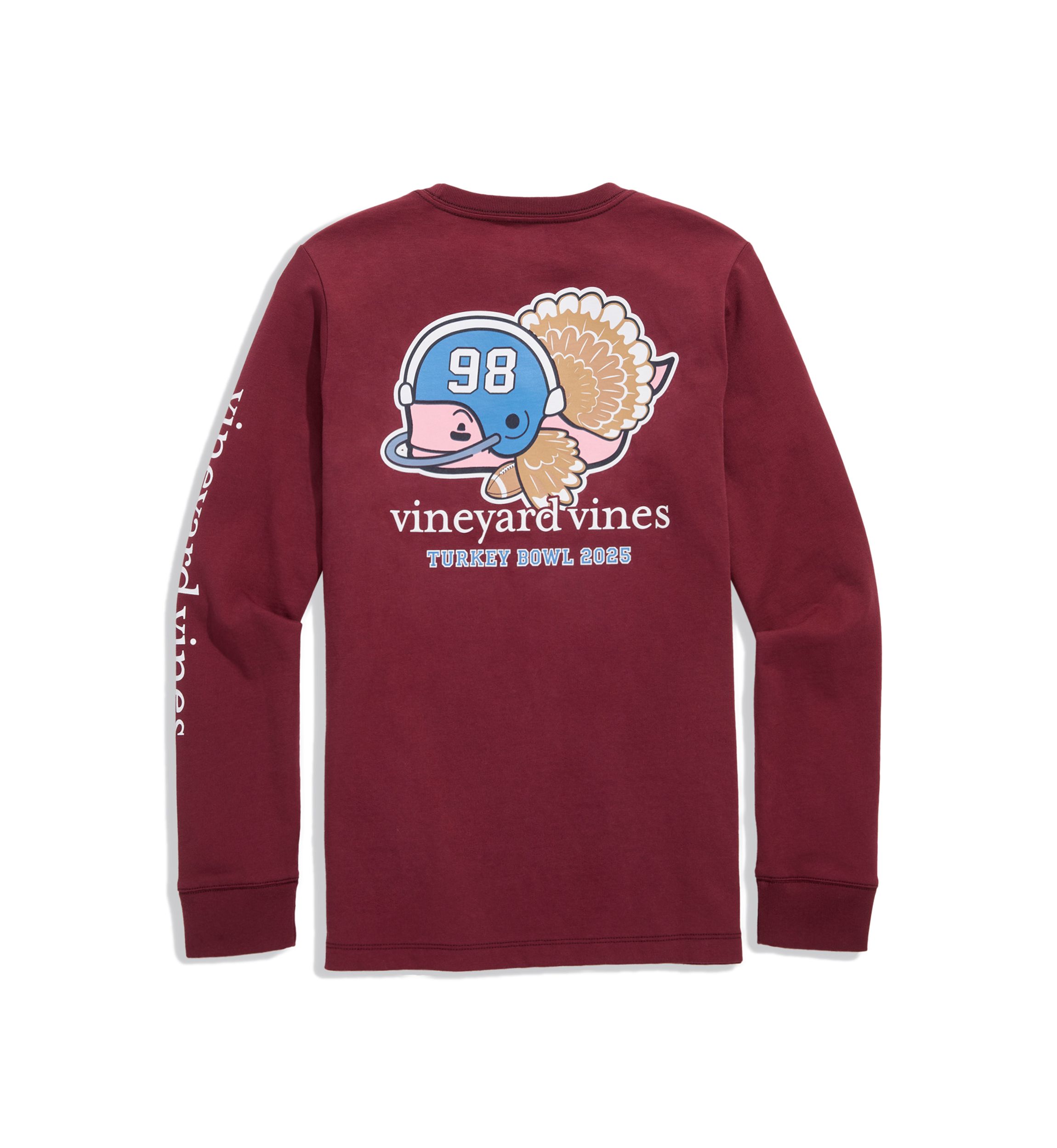 Boys 8-20 Long Slevee Cotton Turkey Football Graphic. T-Shirt