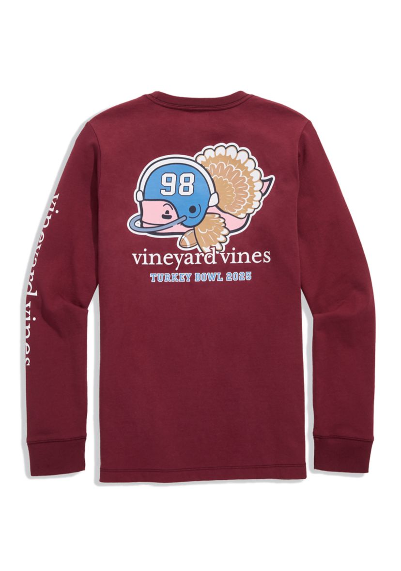 Boys 8-20 Long Slevee Cotton Turkey Football Graphic. T-Shirt