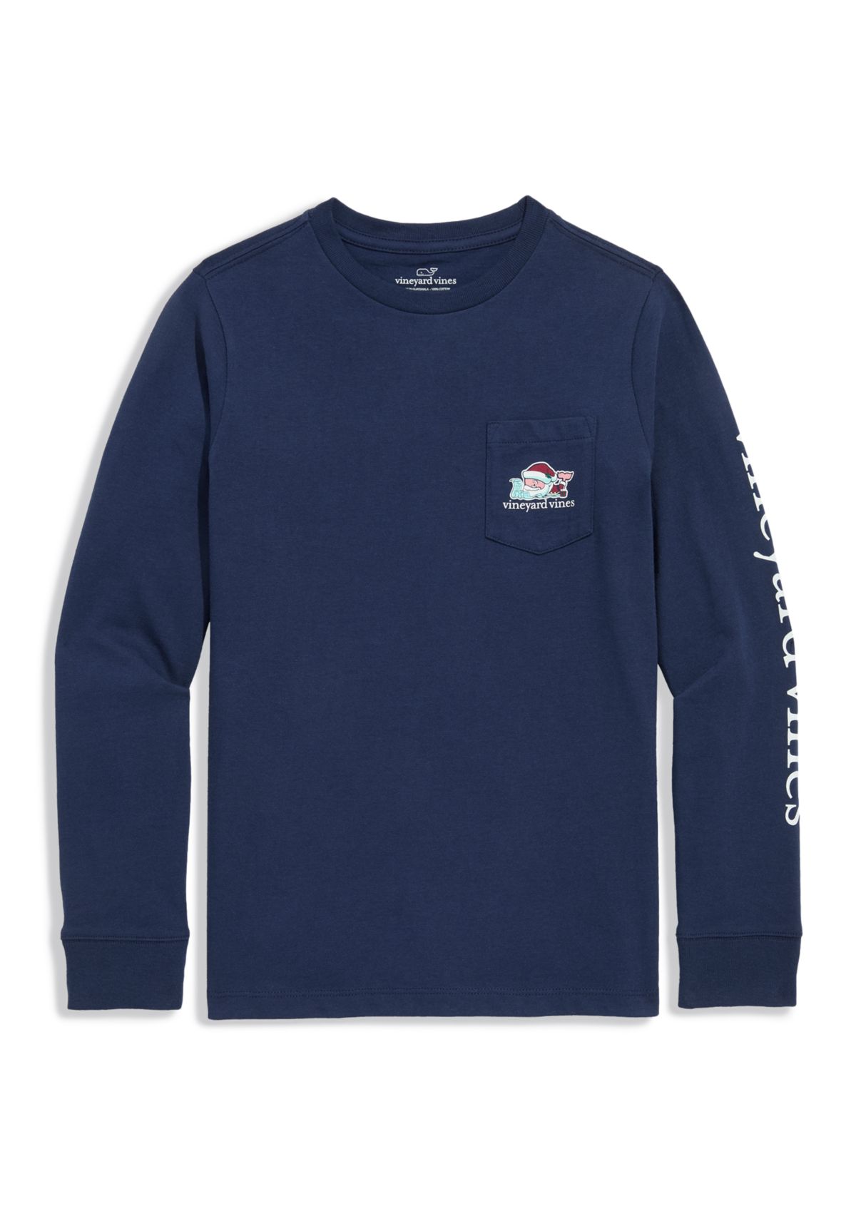 Boys 8-20 Long Sleeve Cotton Santa Whale Graphic T-Shirt 