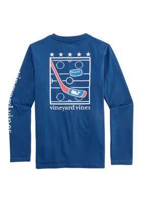 Vineyard Vines Boys 8-20 Hockey Star Graphic Long Sleeve Shirt, Small