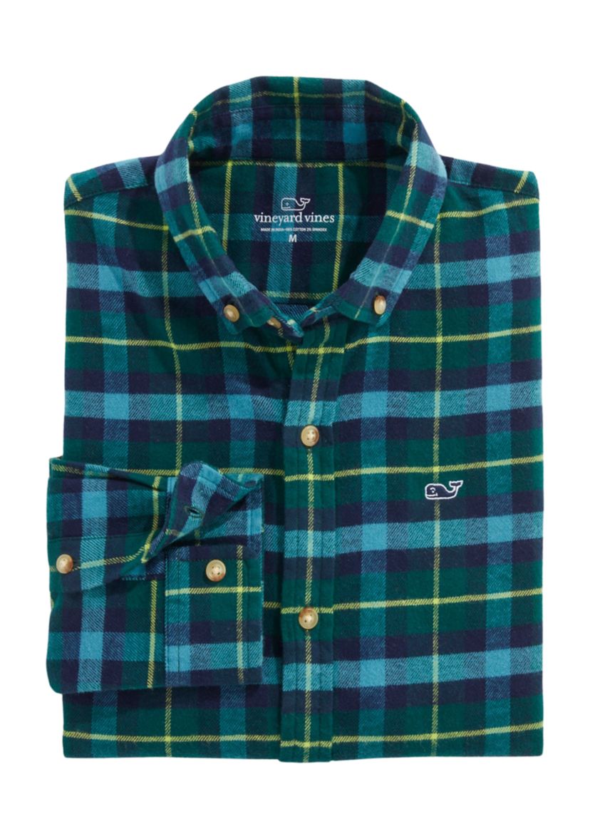 Boys 8-20 Flannel Plaid Whale Shirt