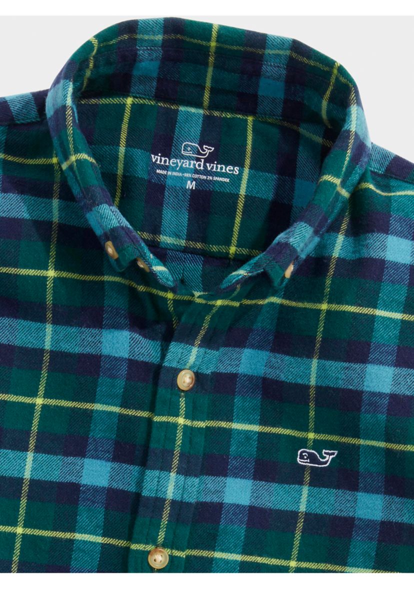 Boys 8-20 Flannel Plaid Whale Shirt