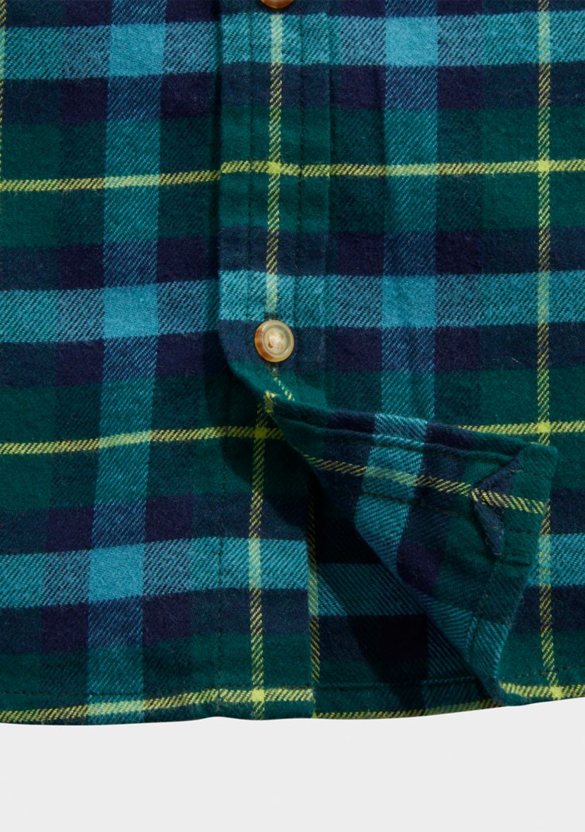 Boys 8-20 Flannel Plaid Whale Shirt