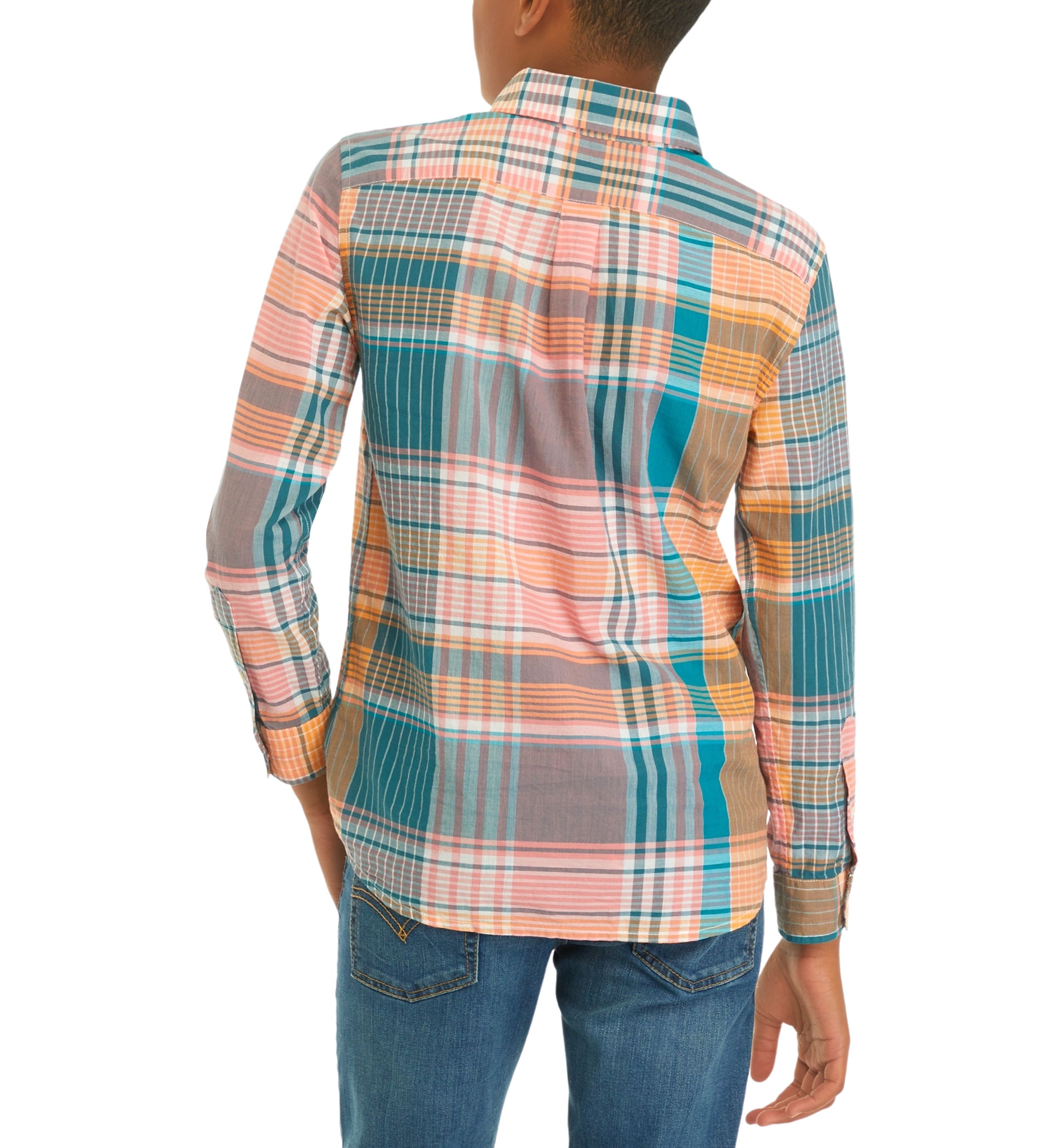 Boys 8-20 Plaid Madras Whale Shirt