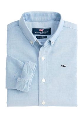 Boys 8-20 Solid Oxford Whale Shirt