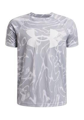 Under Armour BOYS 8-20 UA Techâ¢ Big Logo Printed Short Sleeve, Gray, Small