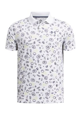 Under Armour Boys 8-20 UA Matchplay Printed Polo Shirt, White, Small
