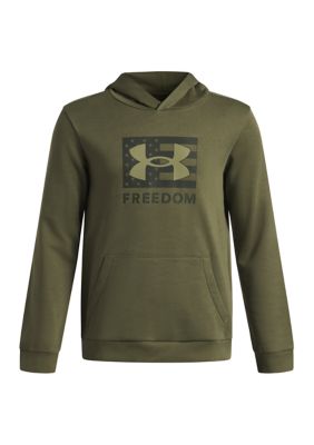 Under Armour Boys 7-16 Freedom Big Flag Logo Hoodie, Green, XL