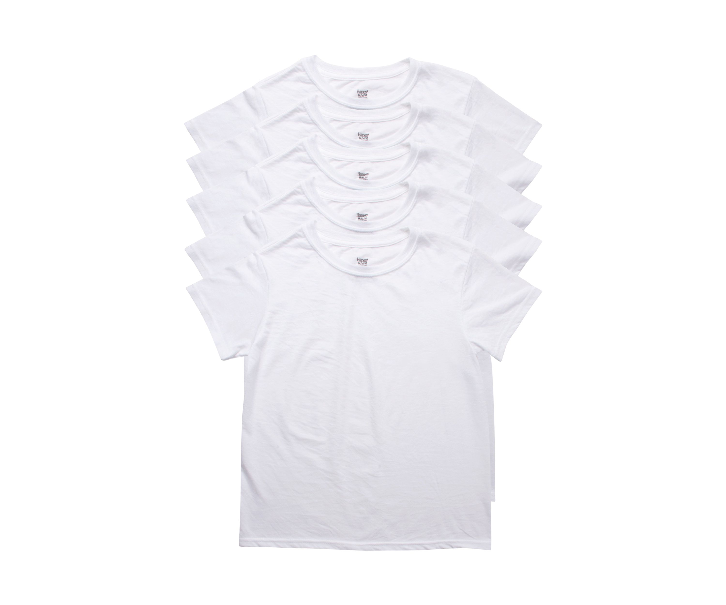 Boys Set of 5 White Crew Neck Undershirts 