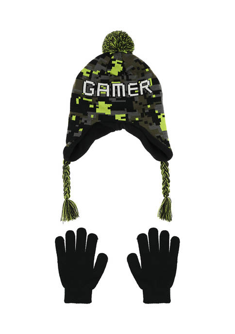 Gamer Digital Hat with Solid Gloves Set 