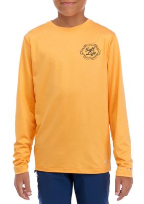 Salt Life Boys 8-20 Shark Bite Long Sleeve SLX Youth T-Shirt, Orange, Small