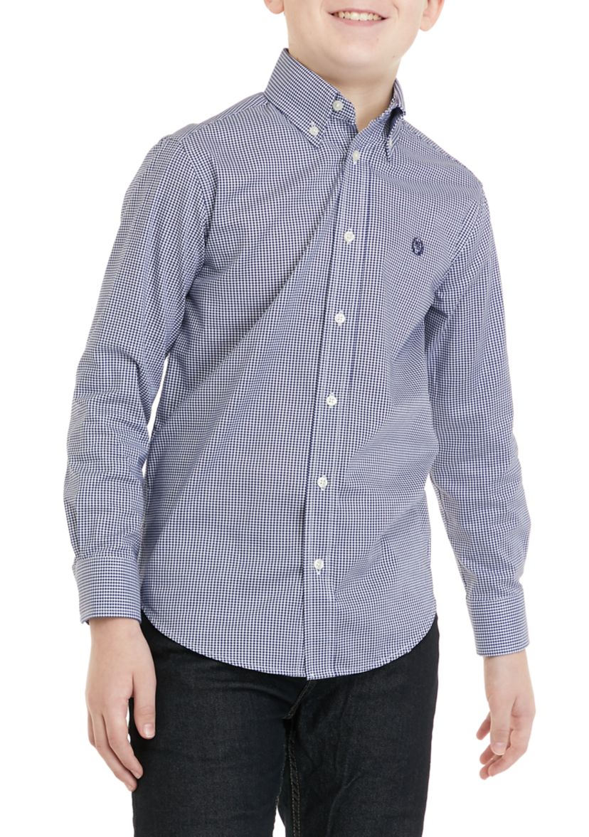Boys 8-20 Long Sleeve Gingham Shirt