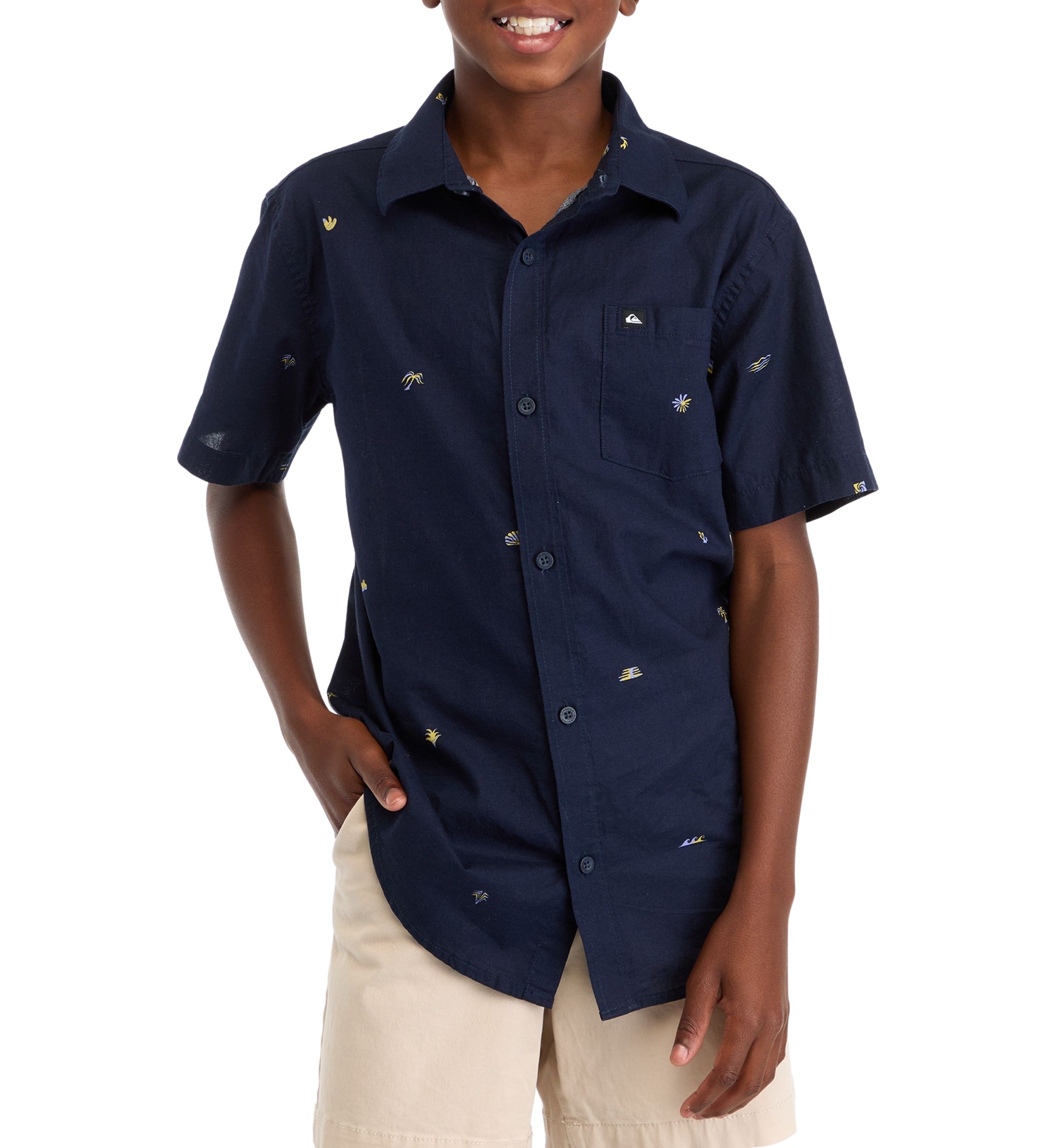 Boys 4-7 Short Sleeve Woven Button Down Shirt