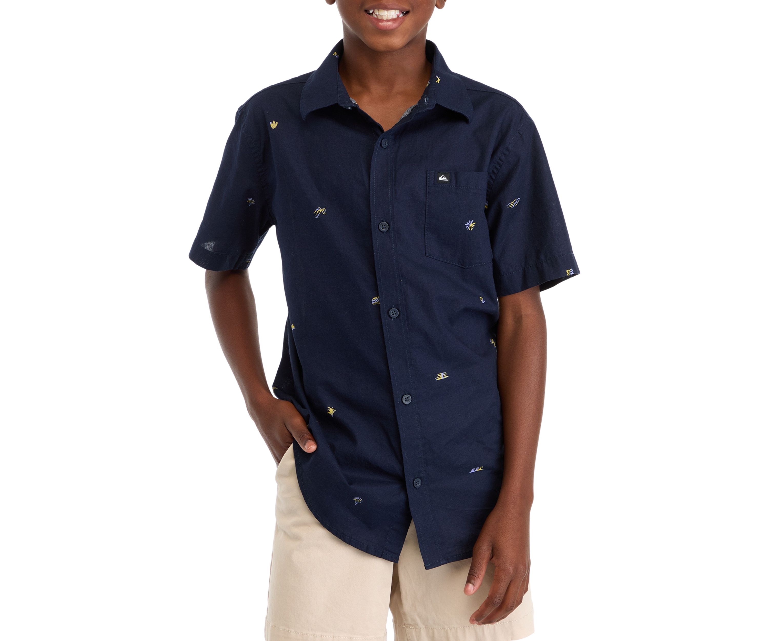 Boys 4-7 Short Sleeve Woven Button Down Shirt
