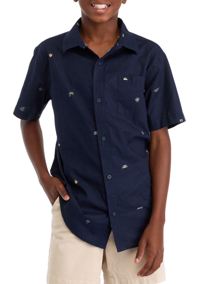 Boys 4-7 Short Sleeve Woven Button Down Shirt
