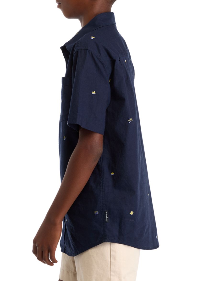 Boys 4-7 Short Sleeve Woven Button Down Shirt