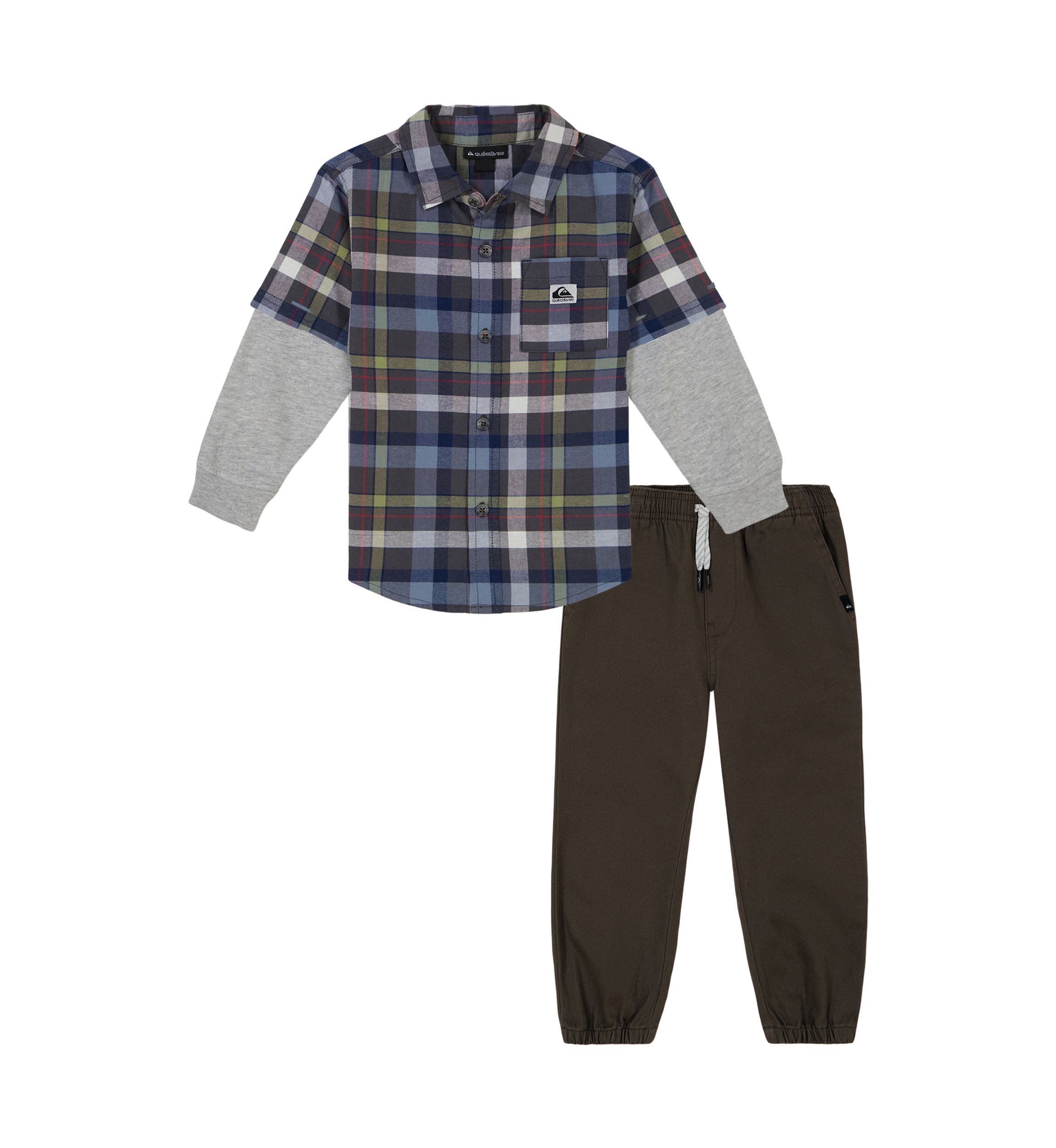Boys 4-7 Woven 2Fer Shirt and Poplin Joggers Set