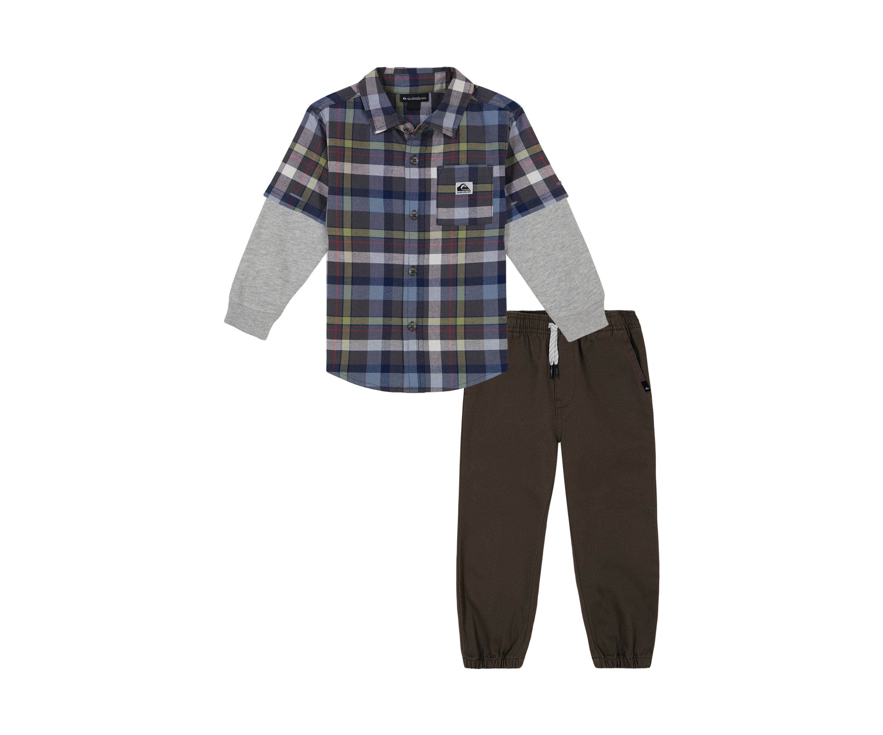 Boys 4-7 Woven 2Fer Shirt and Poplin Joggers Set