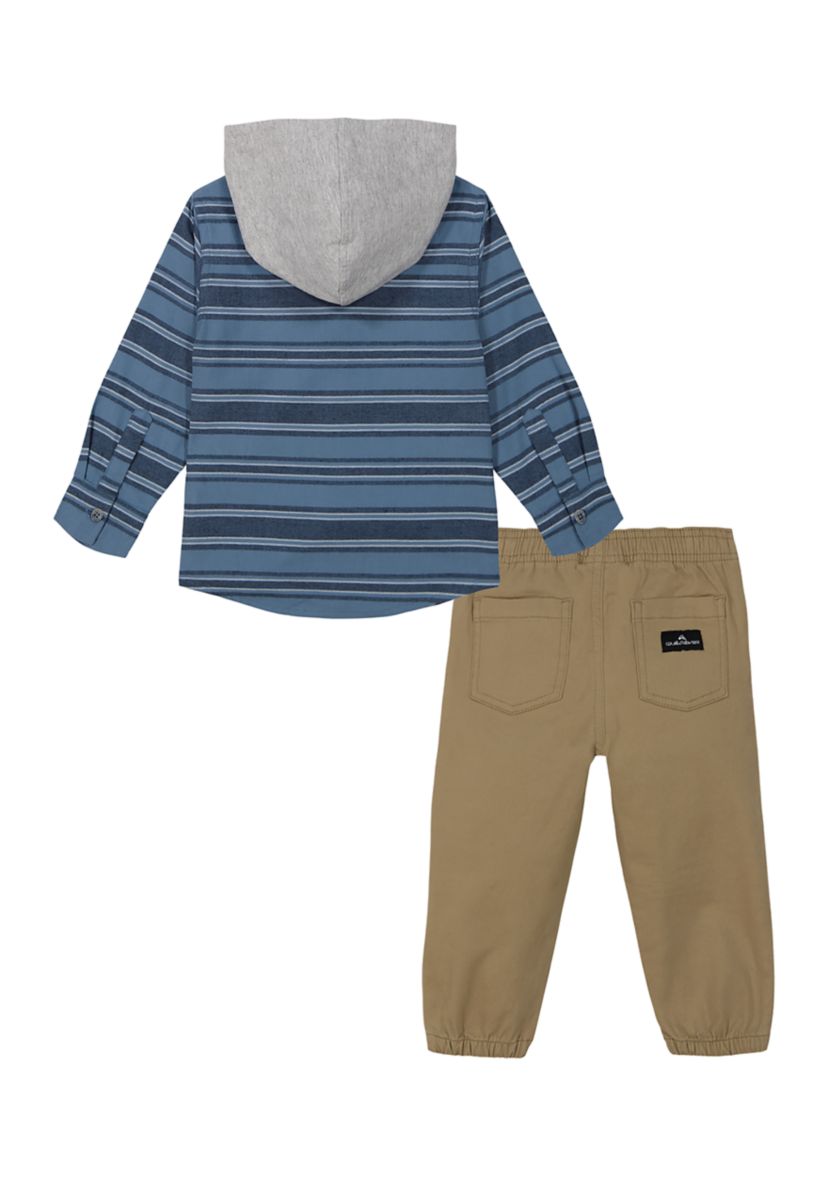 Boys 4-7 Woven Knit Printed Shirt and Joggers Set