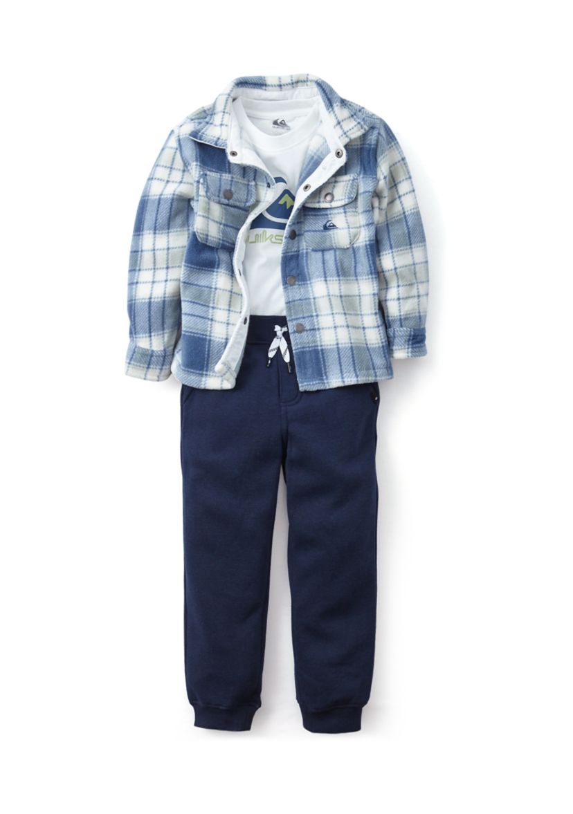 Boys 4-7 3 Piece Flannel T-Shirt and Jogger Set