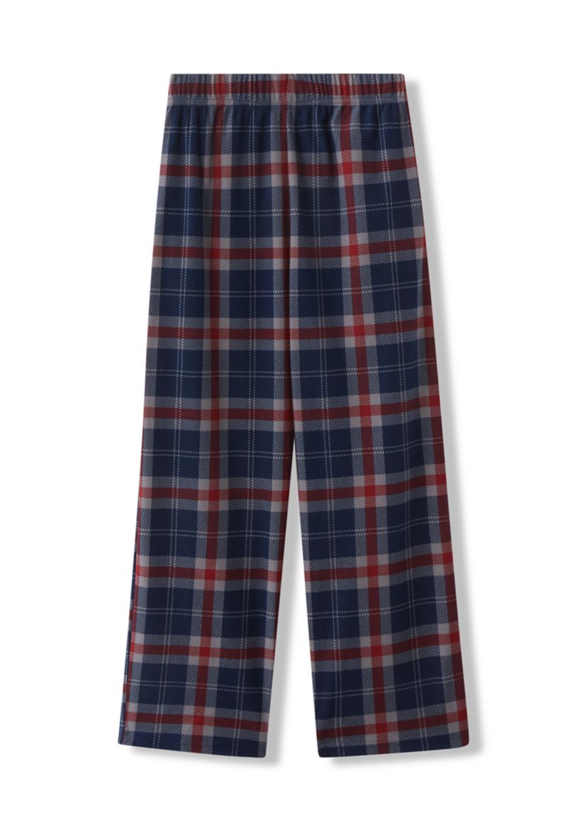 Boys 8-20 Long Color Block Raglan Sleeve Shirt and Plaid Pants Pajama Set 