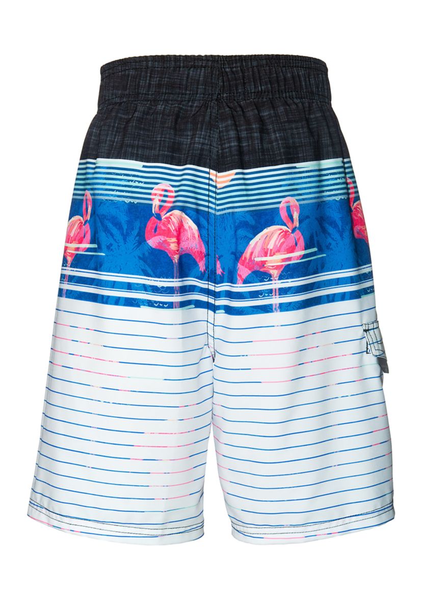 Boys 8-20 Stripe Flamingo Board Shorts with Mesh Liner