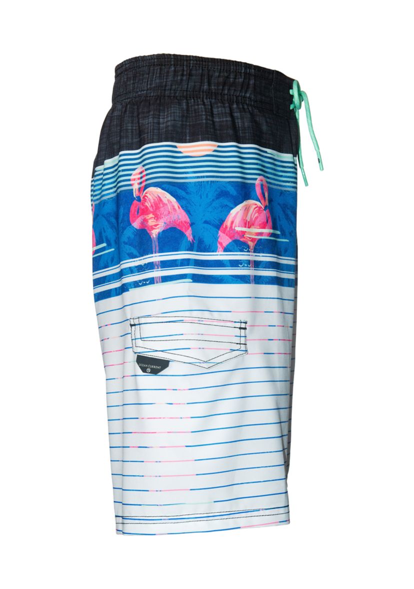 Boys 8-20 Stripe Flamingo Board Shorts with Mesh Liner