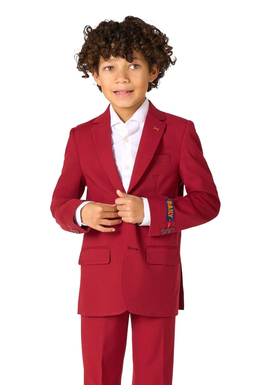 OppoSuits Daily Boys Suit - Casual Kids Two-Piece Suit - Wedding & Easter Outfit - Bright Burgundy