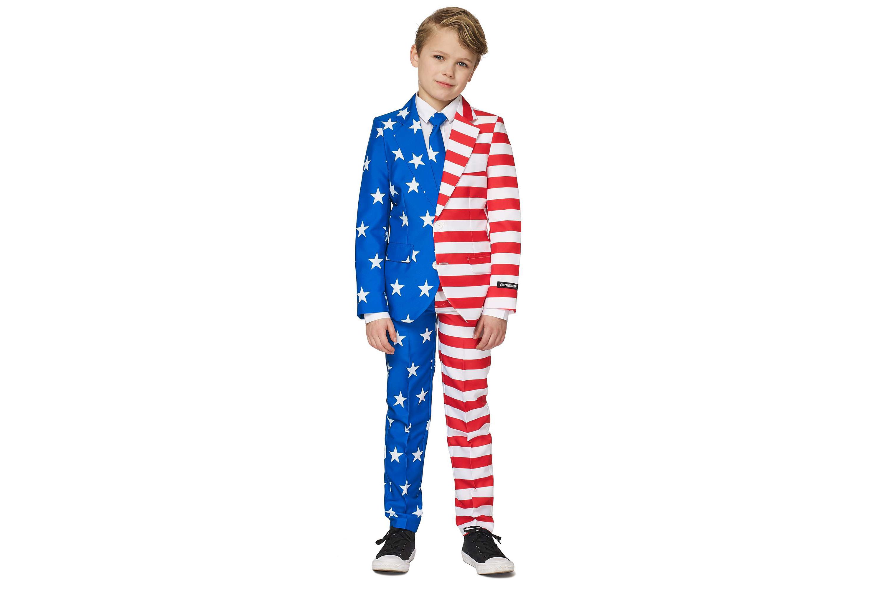 BOYS USA Flag 2 Piece Suit + Tie