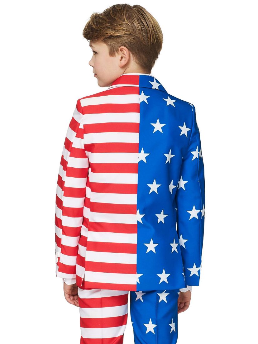 BOYS USA Flag 2 Piece Suit + Tie