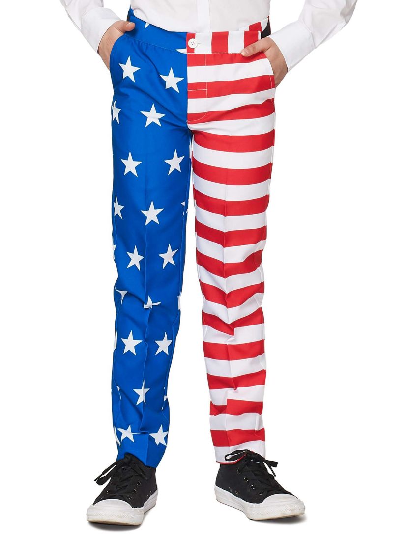 BOYS USA Flag 2 Piece Suit + Tie