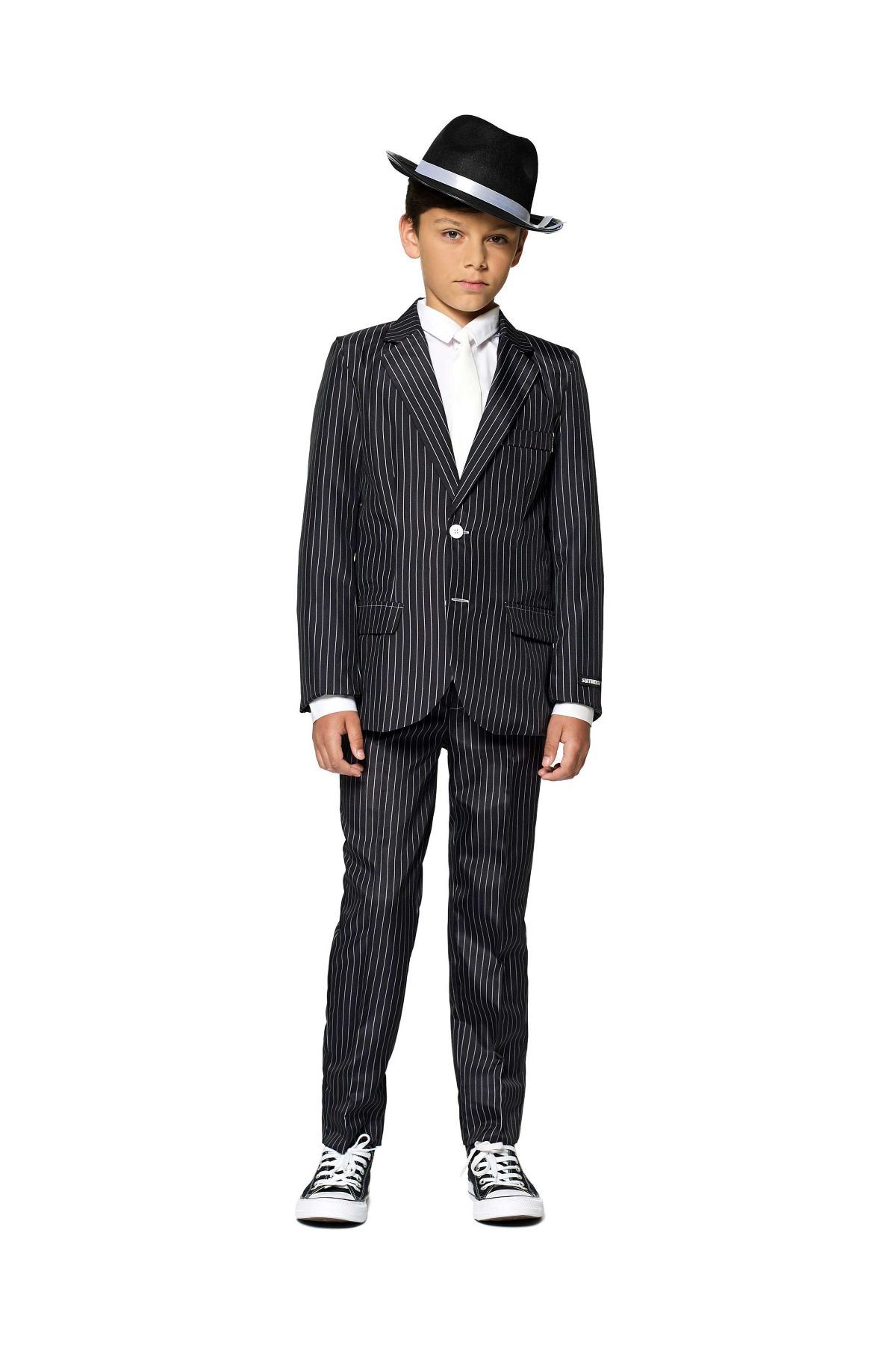 Gangster Pinstripe Black  2 Piece Suit + Tie