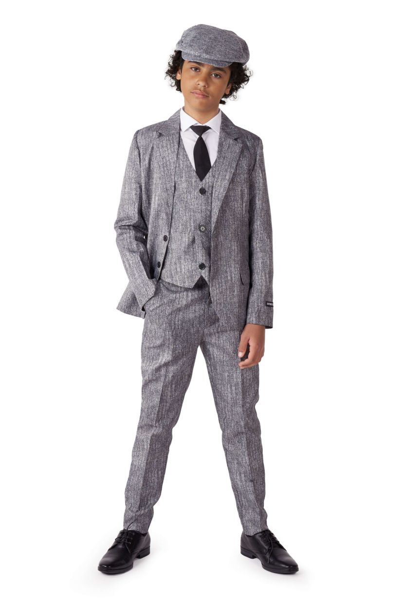 BOYS 20s Gangster Grey 2 Piece Suit + Tie