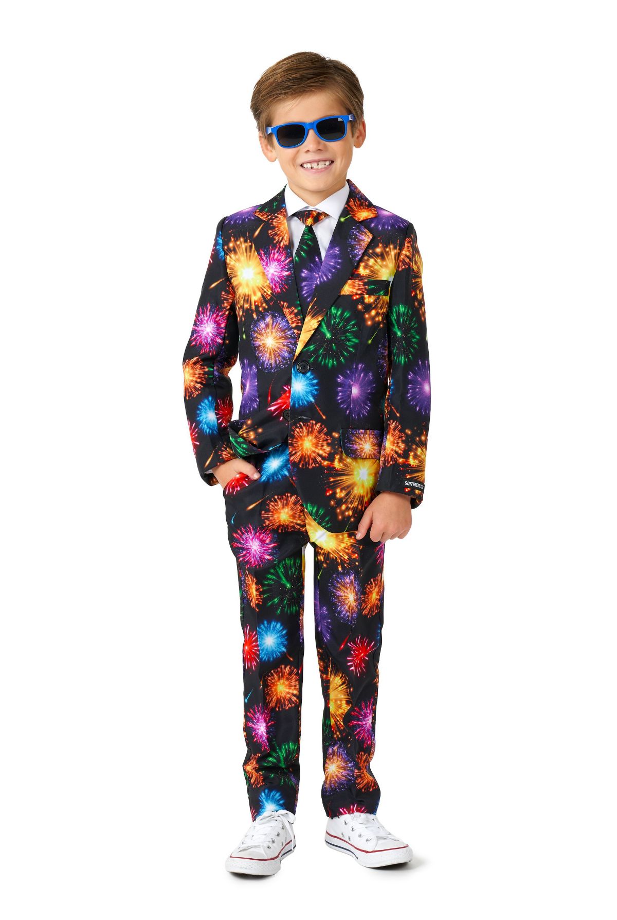 BOYS Fireworks Black 2 Piece Suit + Tie