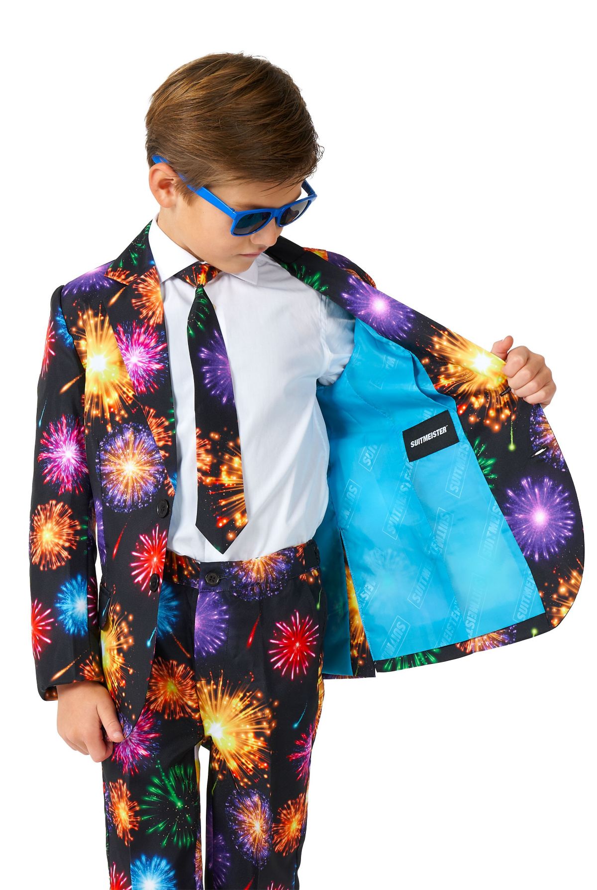 BOYS Fireworks Black 2 Piece Suit + Tie