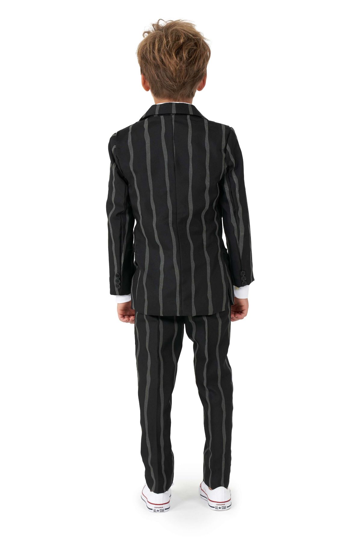 BOYS Oversized Pinstripe Black 2 Piece Suit + Tie