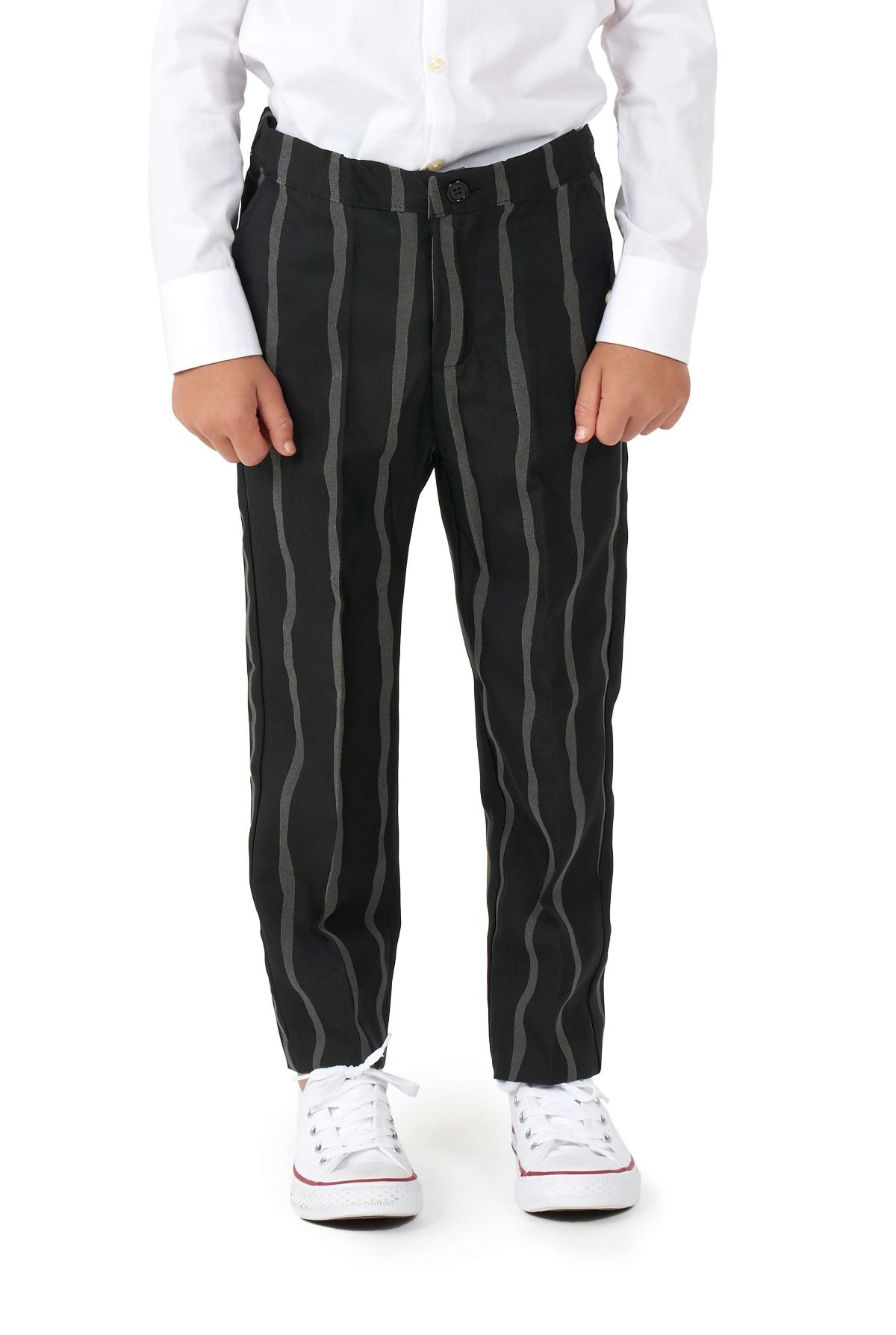 BOYS Oversized Pinstripe Black 2 Piece Suit + Tie
