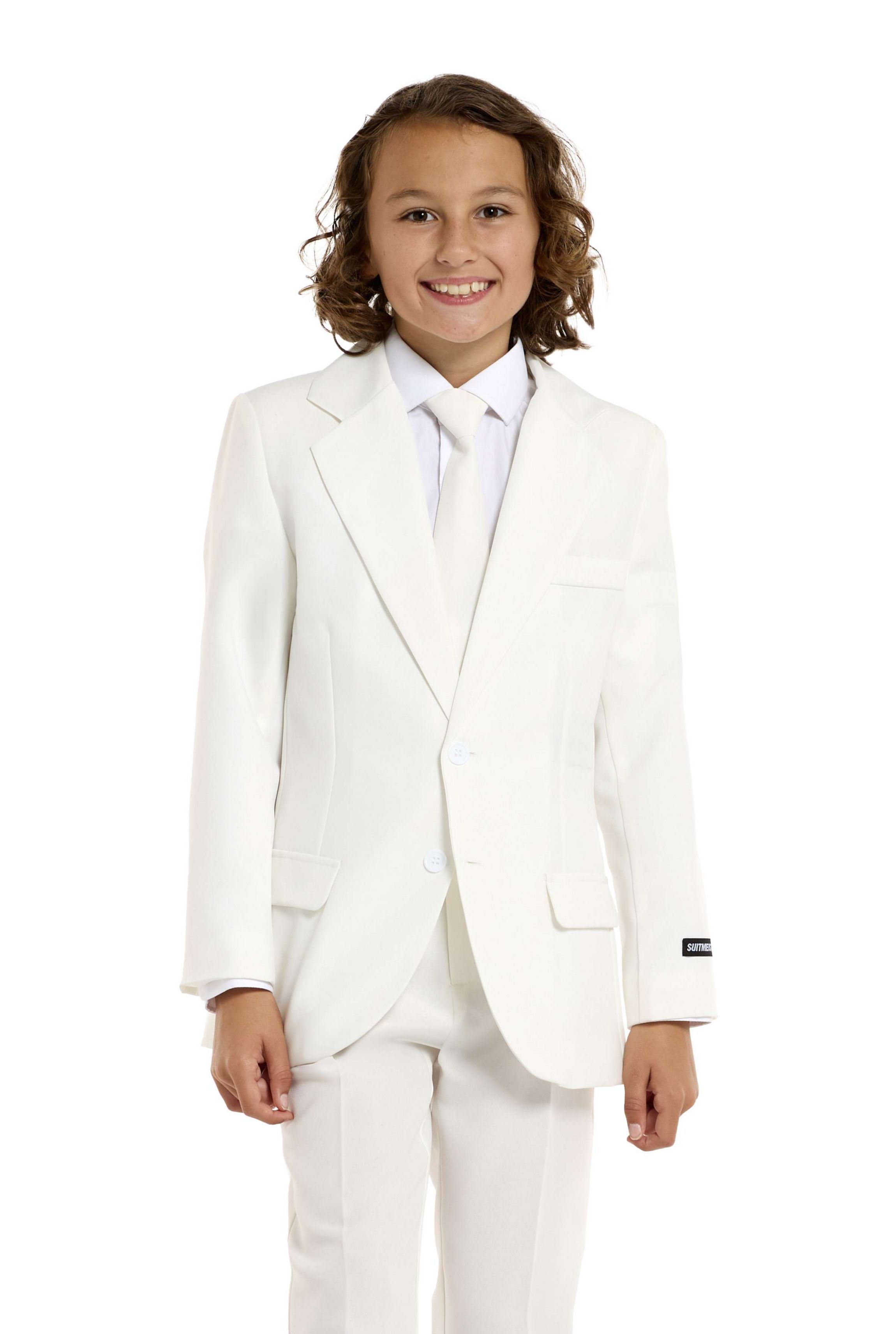 Suitmeister Boys Party Suit - Solid Color Suit - White