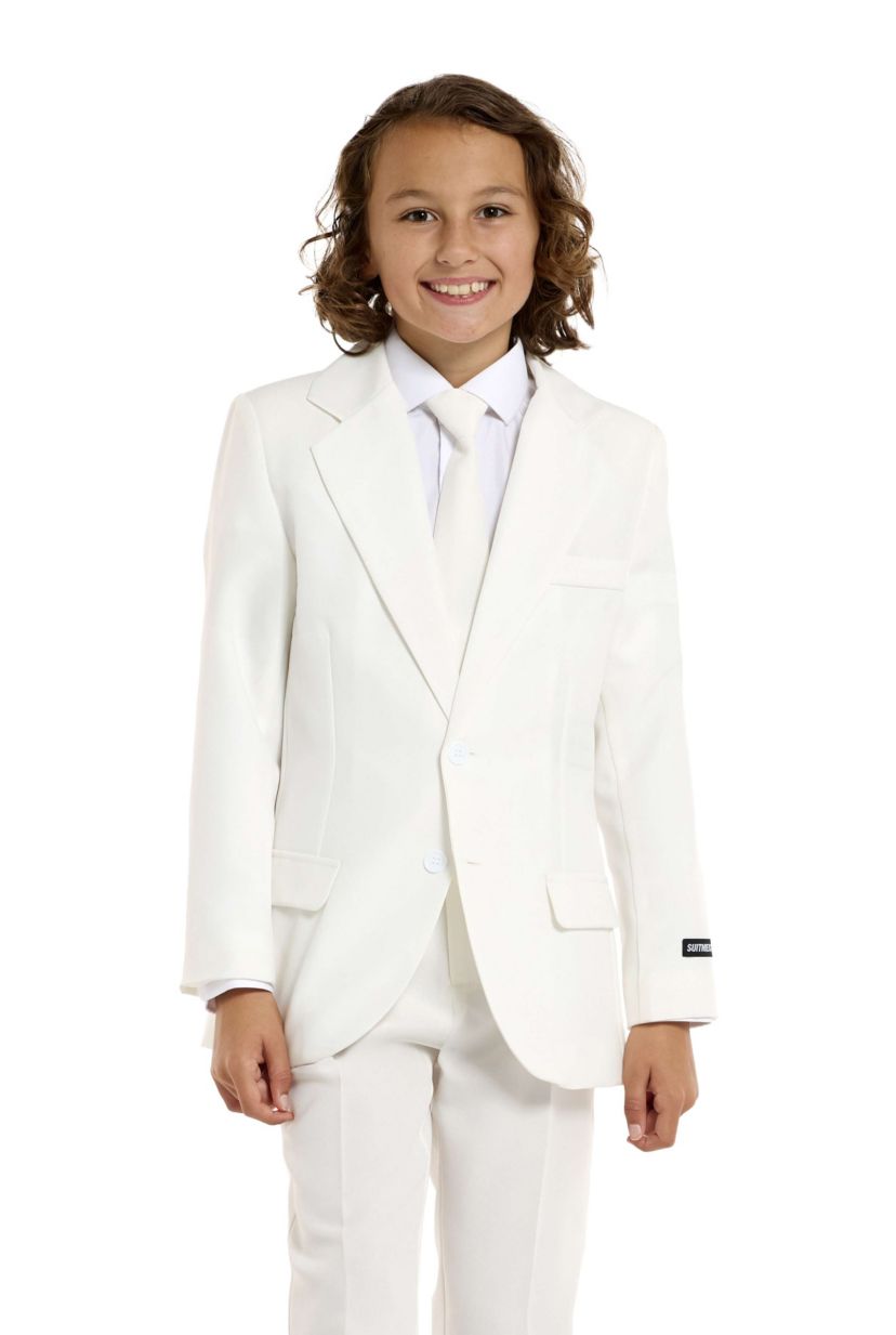Suitmeister Boys Party Suit - Solid Color Suit - White