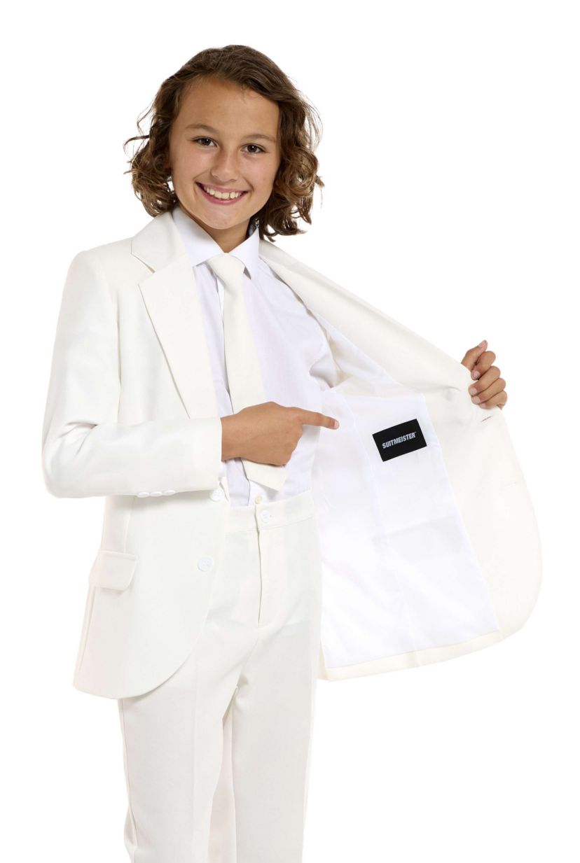 Suitmeister Boys Party Suit - Solid Color Suit - White