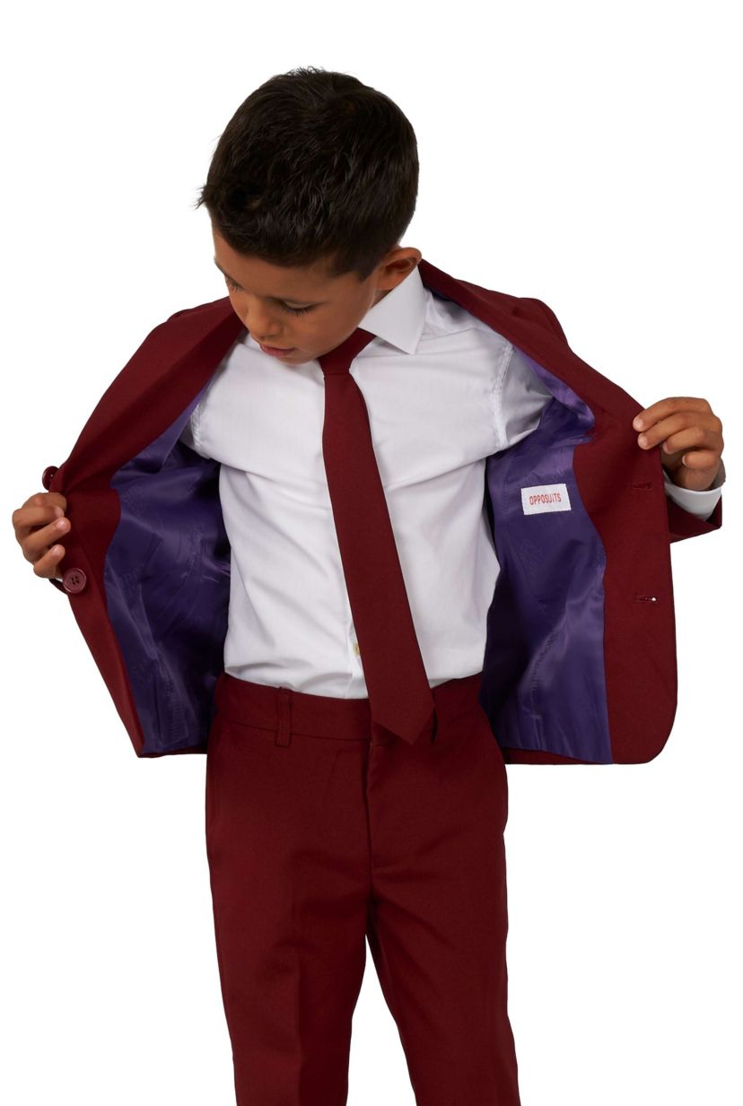 BOYS Blazing Burgundy 2 Piece Suit + Tie