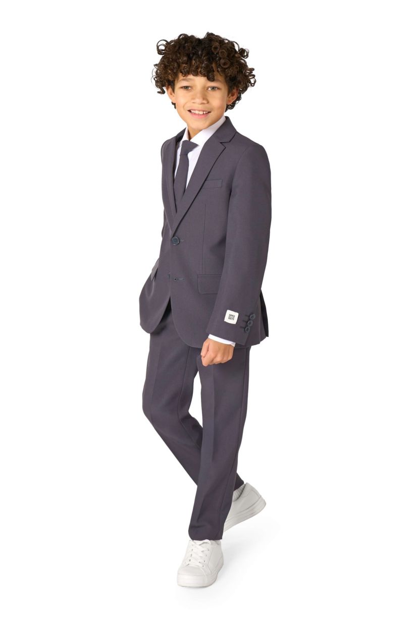 OppoSuits Boys Charcool Solid Color Suit - School And Wedding Party Outfit - Charcoal Black