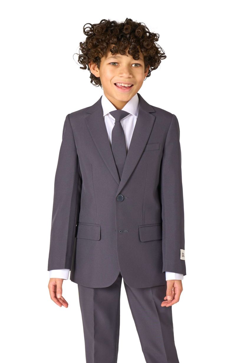 OppoSuits Boys Charcool Solid Color Suit - School And Wedding Party Outfit - Charcoal Black