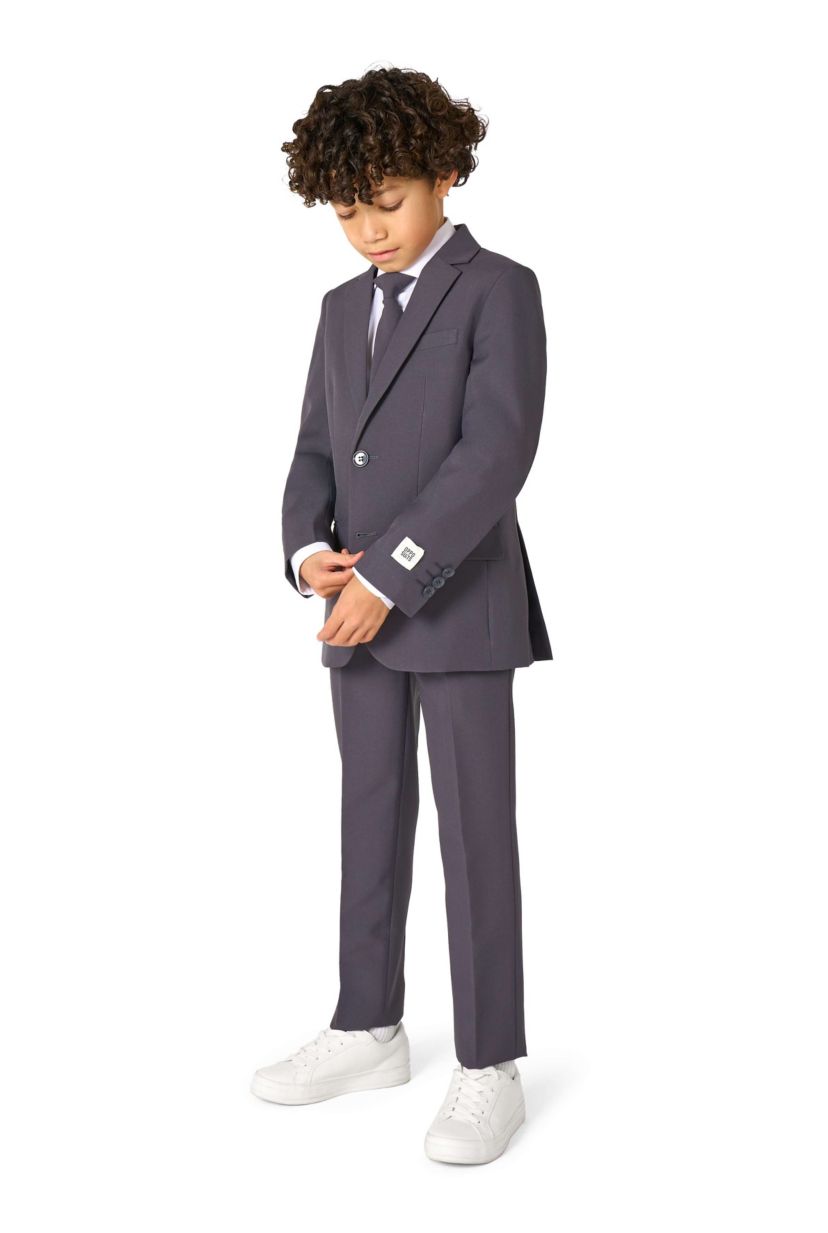 OppoSuits Boys Charcool Solid Color Suit - School And Wedding Party Outfit - Charcoal Black