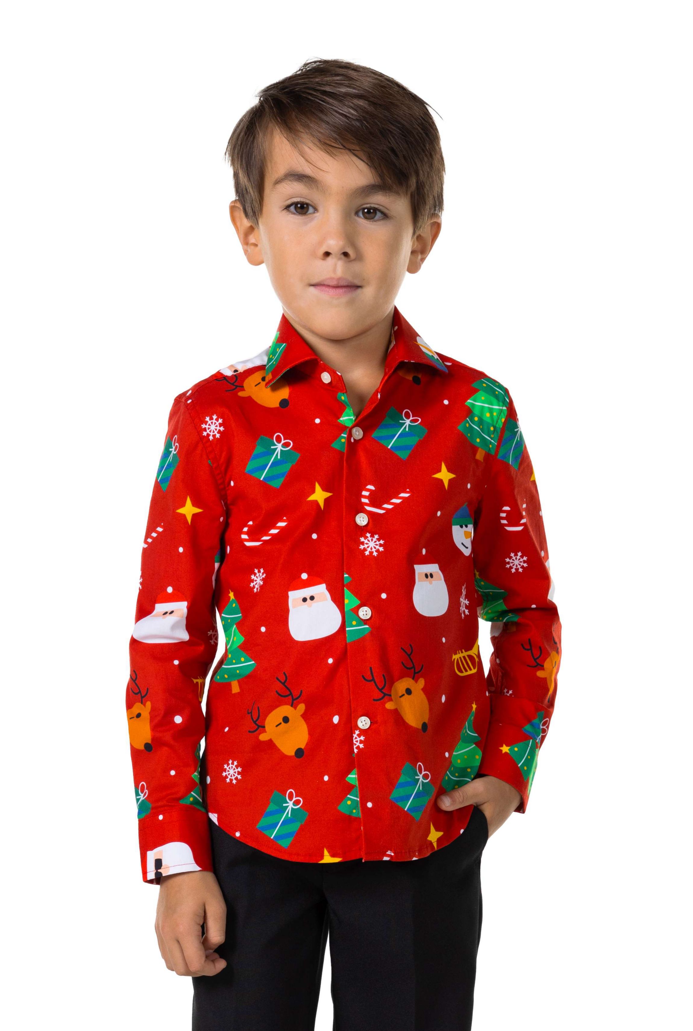 BOYS Festivity Red Long Sleeve Shirt