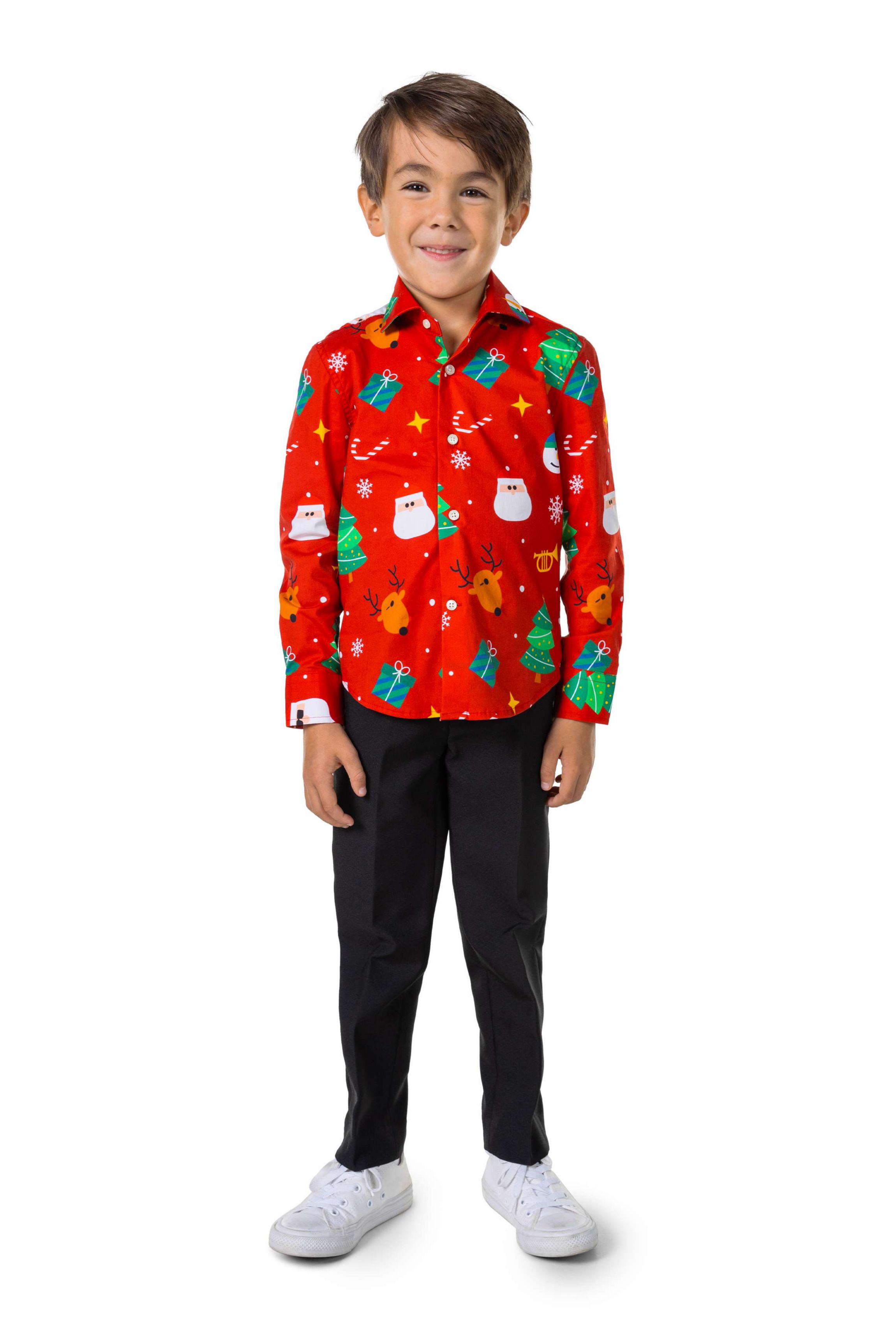 BOYS Festivity Red Long Sleeve Shirt
