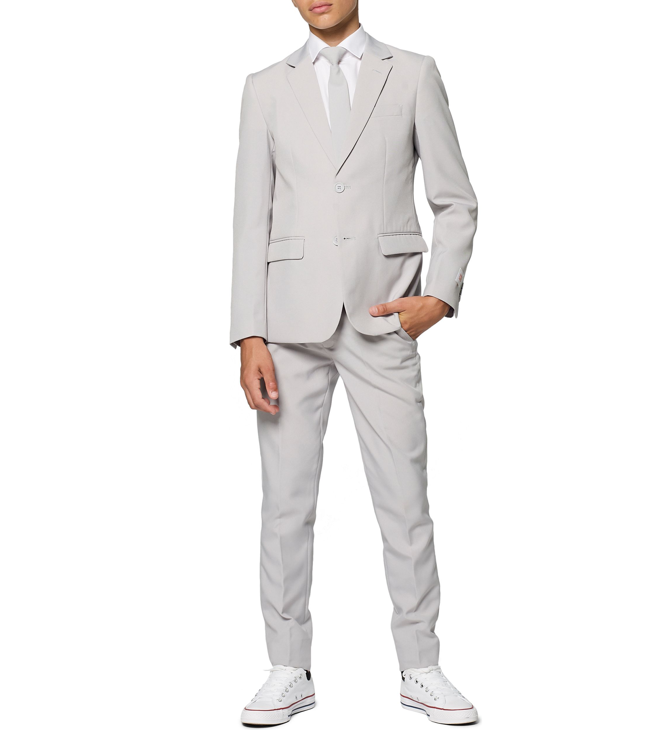 Boys 8-20 Groovy Gray Solid Color Suit