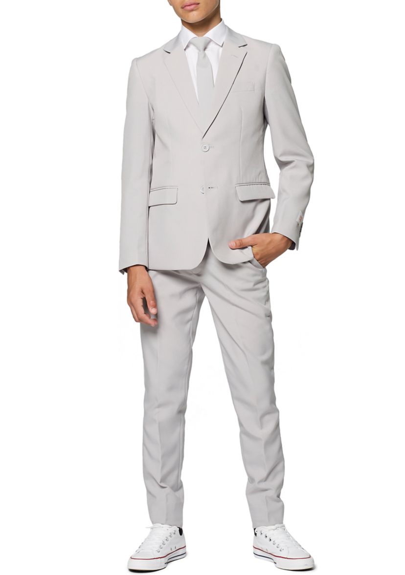 Boys 8-20 Groovy Gray Solid Color Suit
