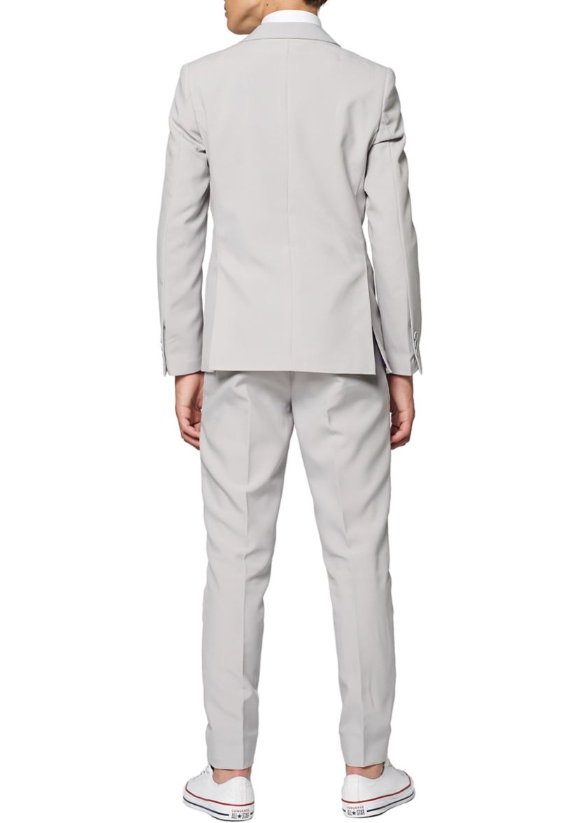 Boys 8-20 Groovy Gray Solid Color Suit